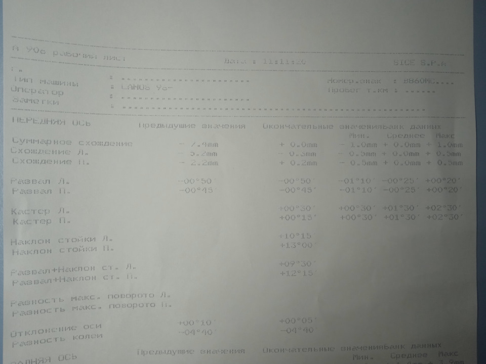 Компьютерный развал/схождение — Daewoo Sens, 1,3 л, 2004 года | визит ...
