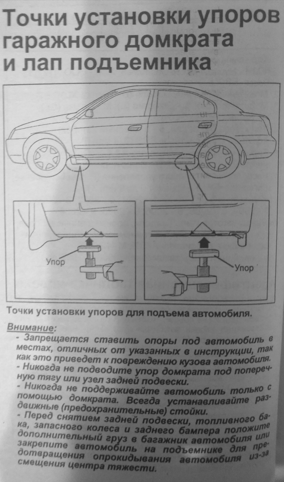 4)Hyundai elantra xd (J3) — точки установки упоров гаражного домкрата —  DRIVE2