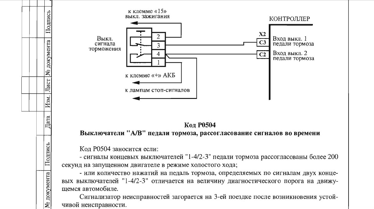 Ошибка p0504 приора 16