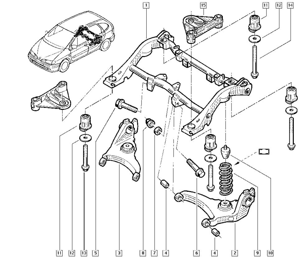 Передняя подвеска рено лагуна 1 схема