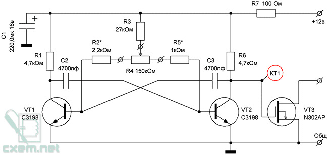 Транзисторный мультивибратор схема