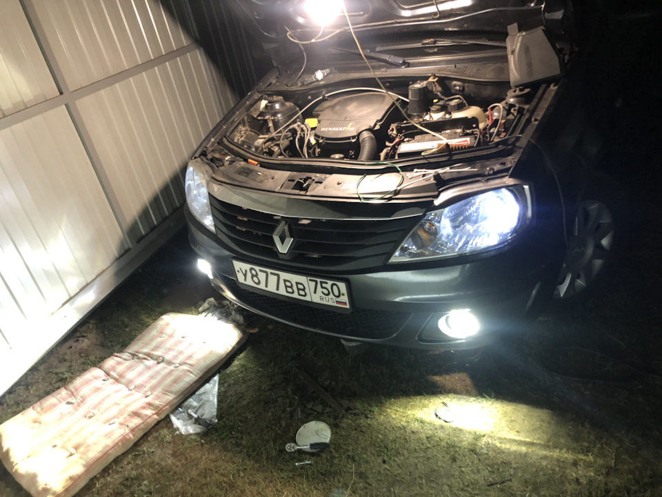 Установка птф на Логан — Renault Logan (1G), 1,6 л, 2009 года ...