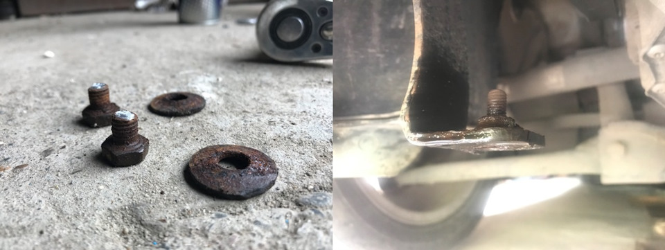 Несмотря на то, что все залил wd-40, болты лопнули, выкрутил их газовым ключом и прогнал резьбу метчиком. — Skoda Octavia A7 Mk3