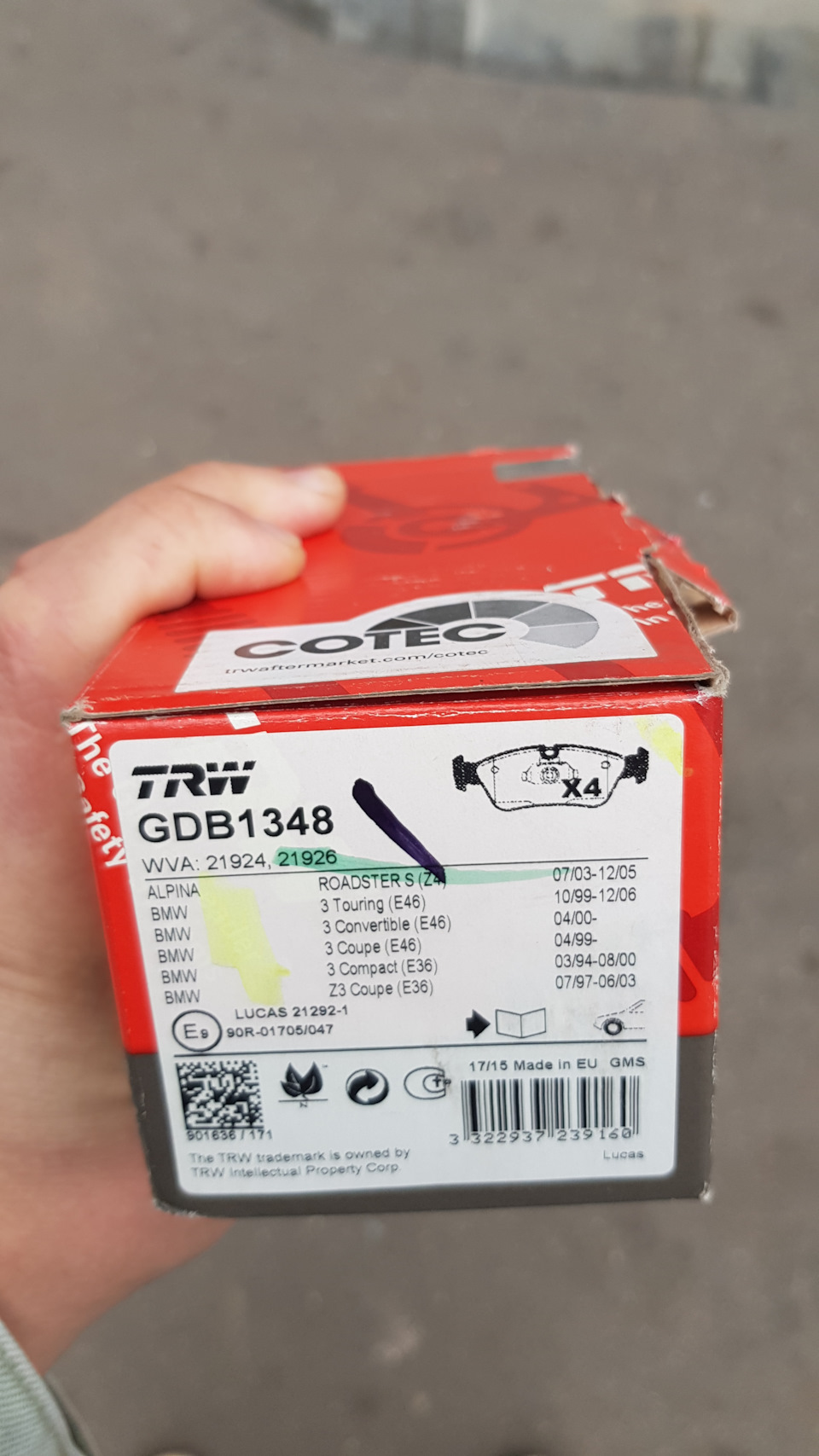 Попробую передние колодки twr — BMW 3 series (E46), 1,9 л, 1998 года ...