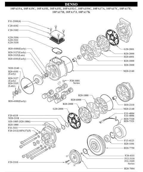 RK0019 Ремкомплект компрессора DENSO 10PA15C GASKET KIT FOR MERCEDES ...