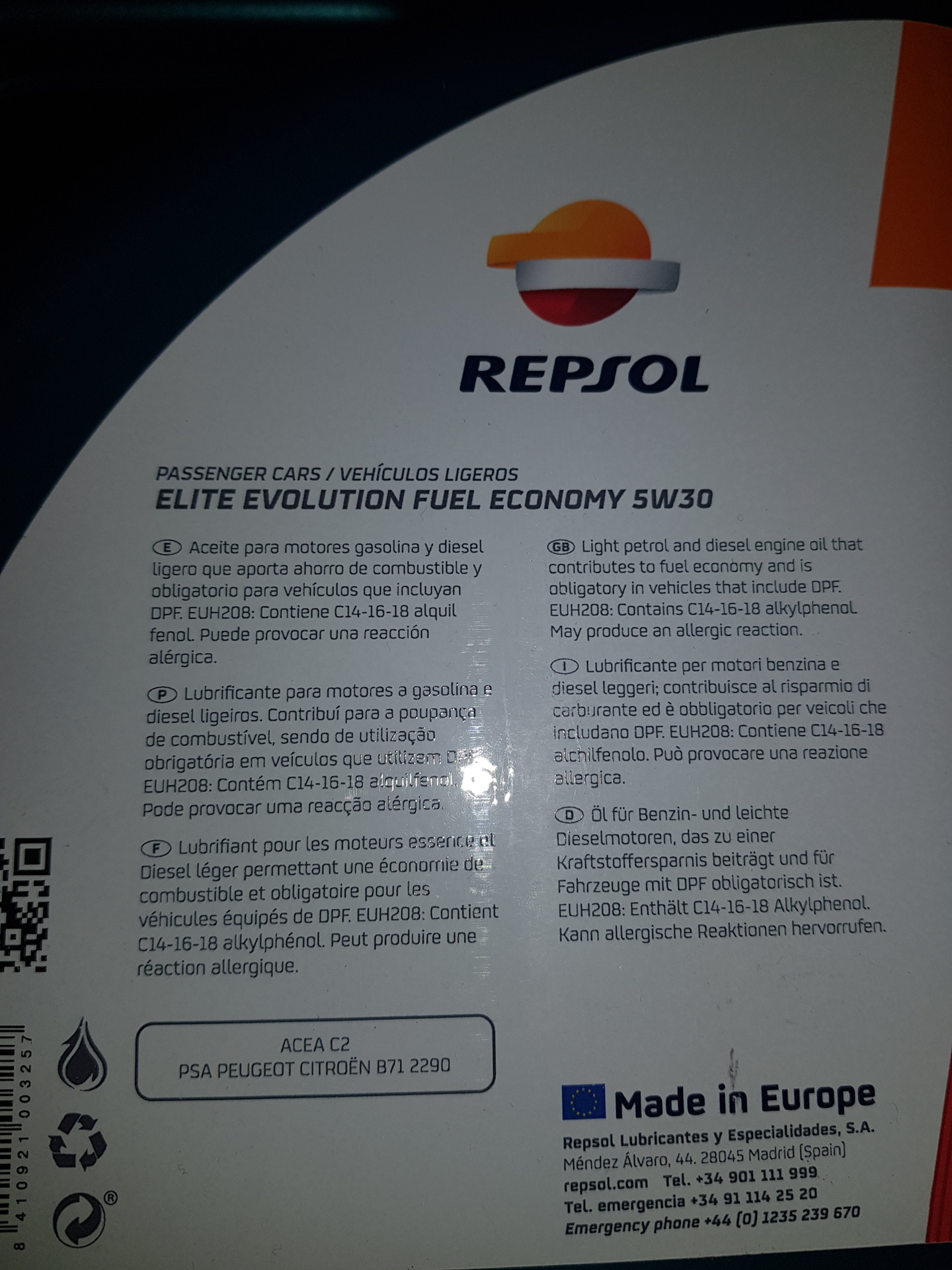 REPSOL EVOLUTION FUEL ECONOMY 5W30 - General Filters