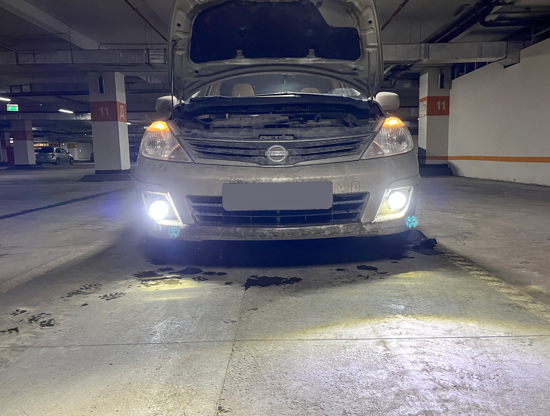 Установка Противотуманных фар в Nissan Tiida Comfort. LED ПТФ за 1800р  LEDZILLA 7 линз. — Nissan Tiida (1G), 1,6 л, 2012 года | своими руками |  DRIVE2