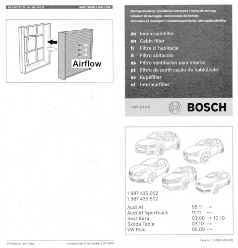 1987435502 Салонный фильтр BOSCH | Запчасти на DRIVE2