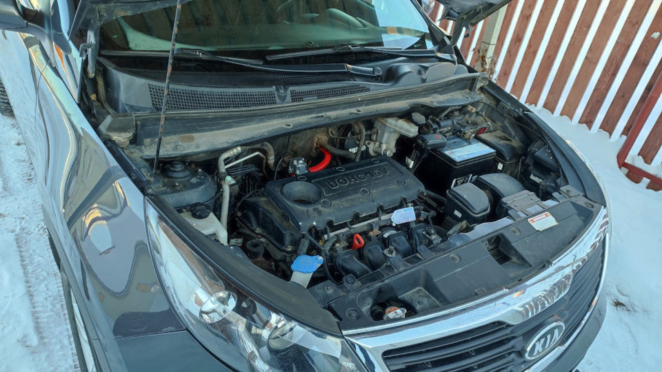 Монтаж эл. подогрева двигателя — KIA Sportage (3G), 2 л, 2011 года ...