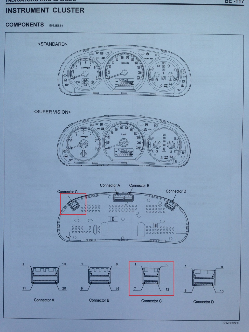 щиток приборов, подсветка - Hyundai Santa Fe (2G), 2,2 л, 2008 года электроника 