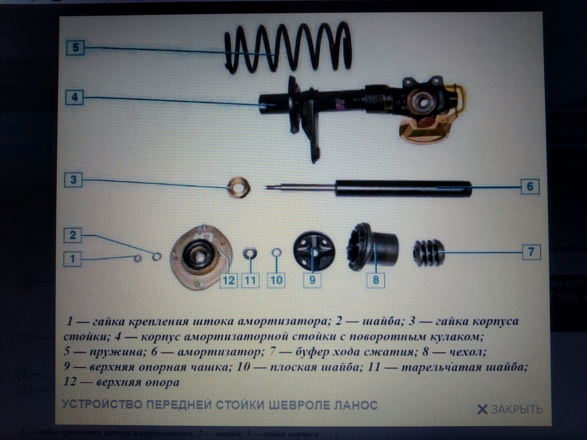 Дэу нексия передняя стойка схема