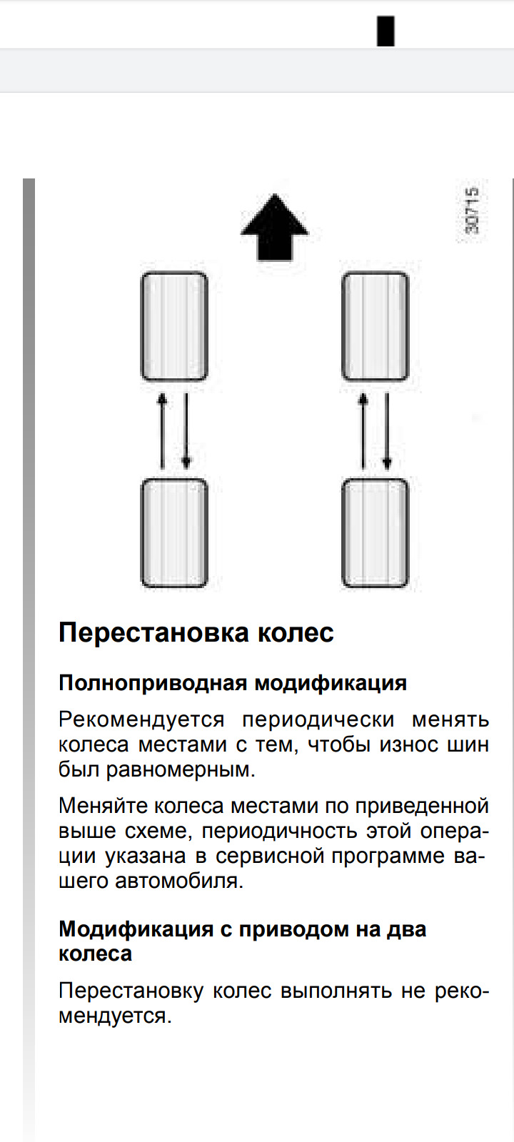 Схема перестановки колес легкового автомобиля