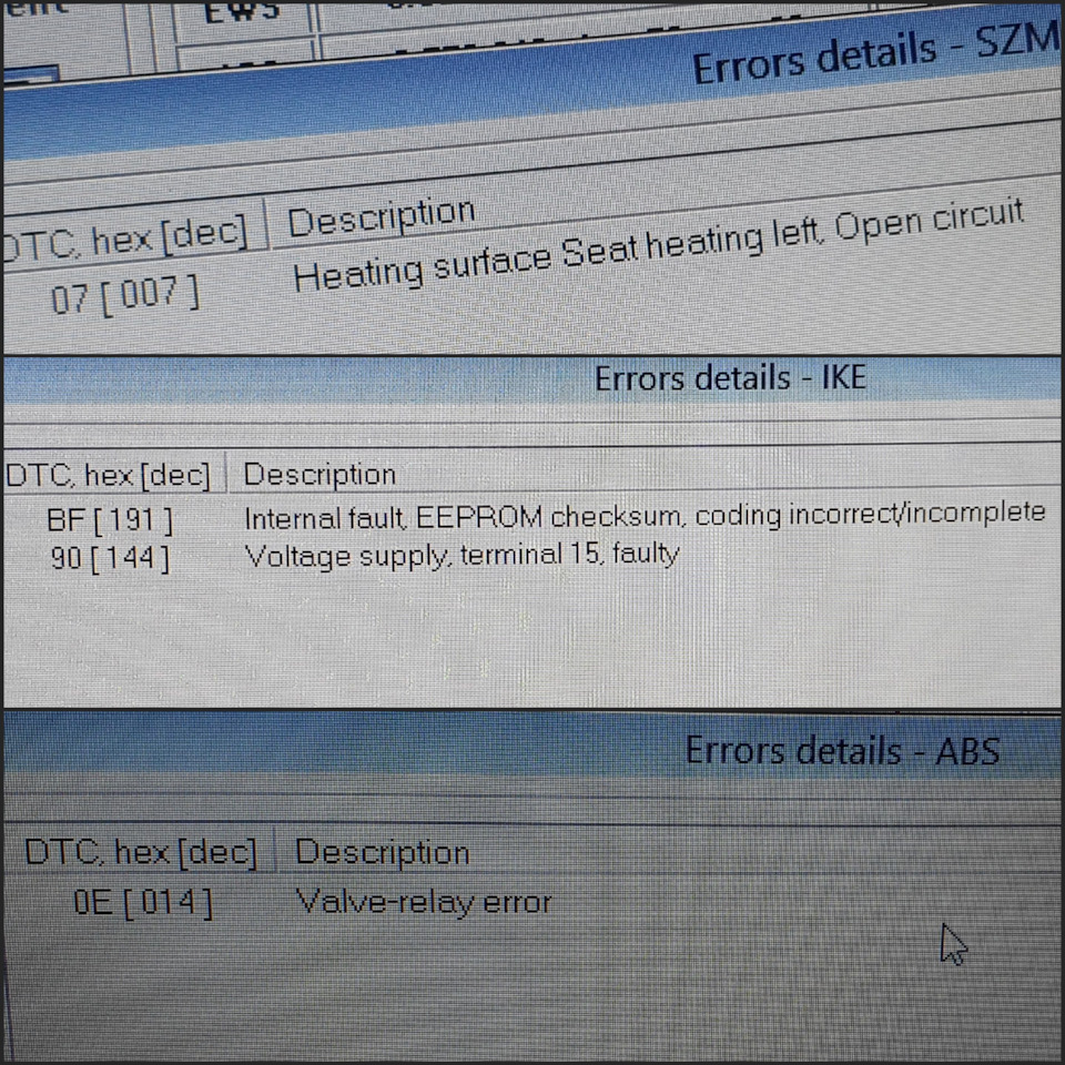 Решено*]Кто поможет расшифровать ошибки в BMW scanner? — BMW 5 series  (E39), 2,5 л, 2002 года | электроника | DRIVE2