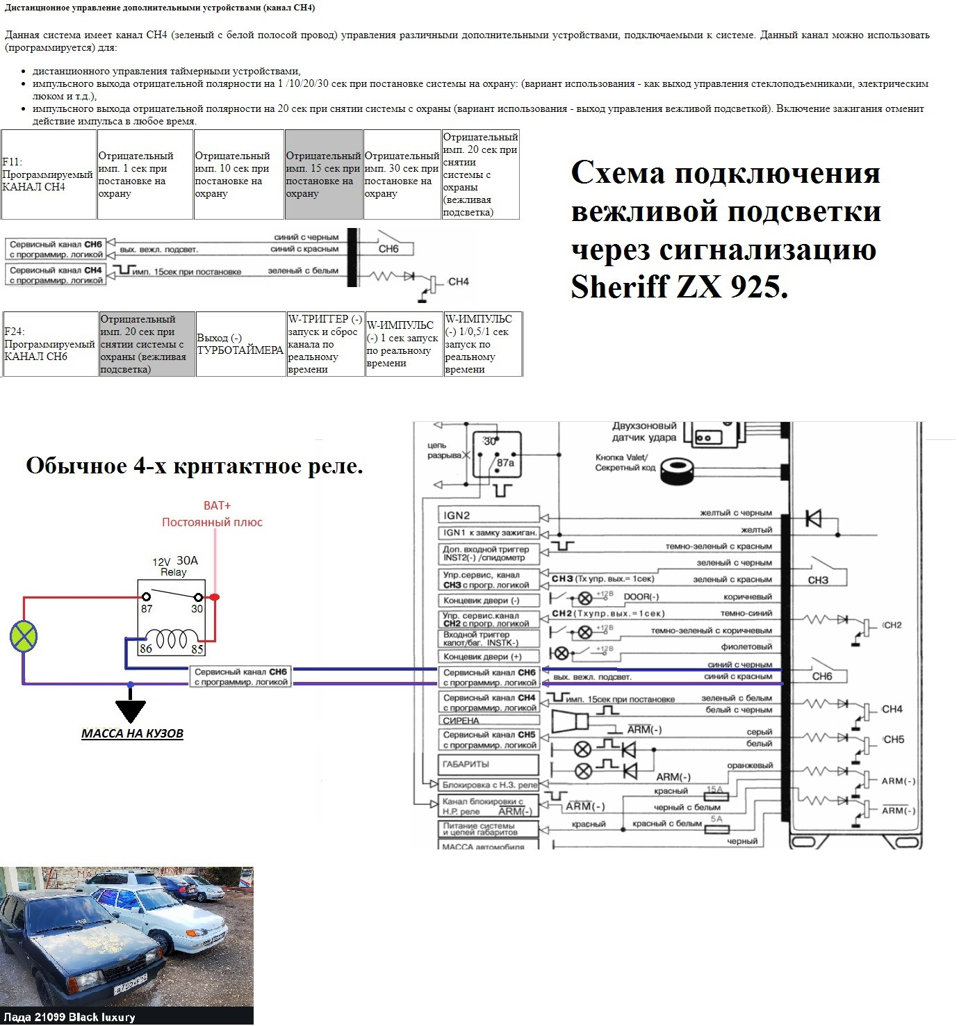 Вежливая подсветка приора при снятии с охраны