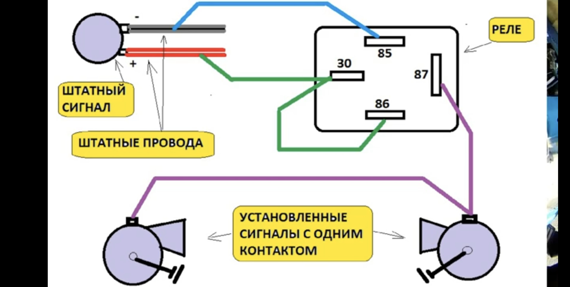 Схема подключения сигнала на ваз 2112 от руля