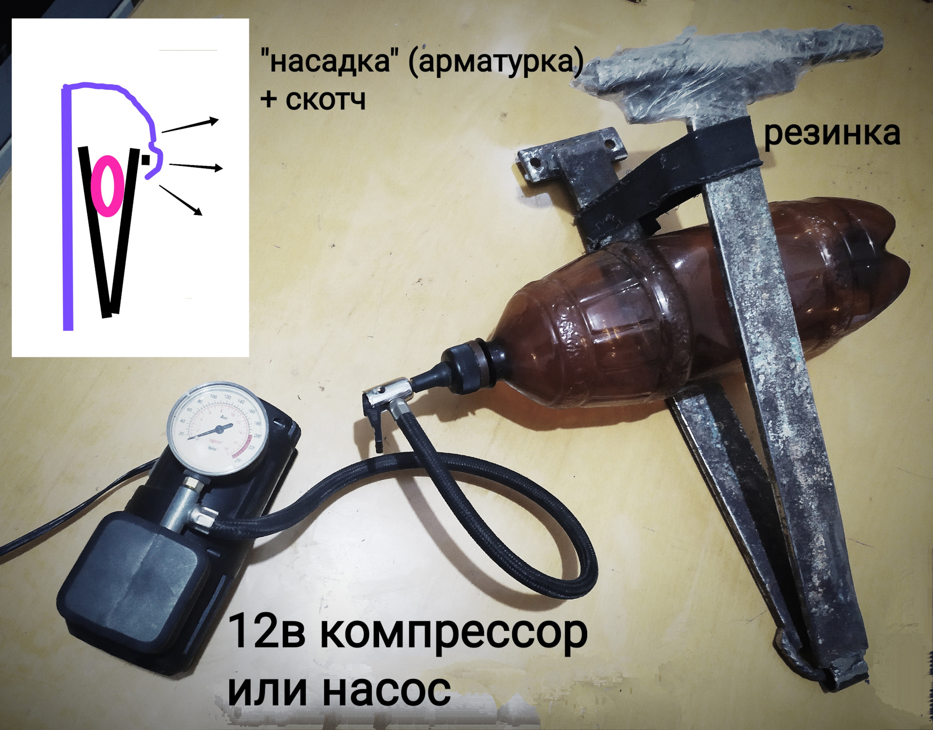 Самодельный пневмодомкрат для кузовных вмятин — FIAT Doblo (1G), 1,2 л ...
