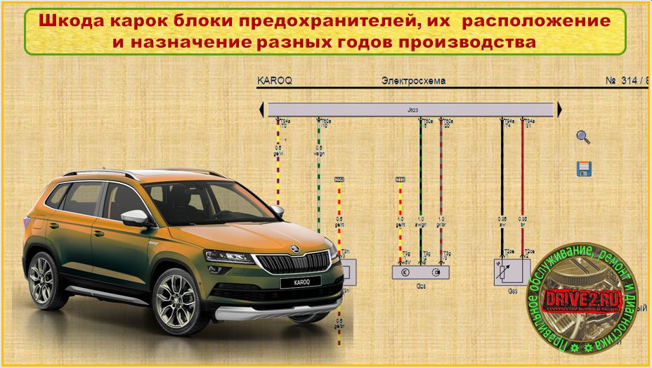 Шкода карок схема предохранителей
