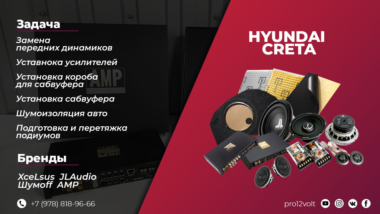 HYUNDAI CRETA — Комплексное решение по озвучиванию автомобиля — PRO12VOLT  на DRIVE2