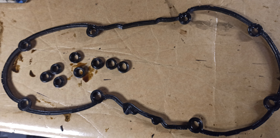 снятая прокладка и уплотнительные резинки болтов мало напоминали резину, скорее пластик — Audi A3 Sportback (8PA)