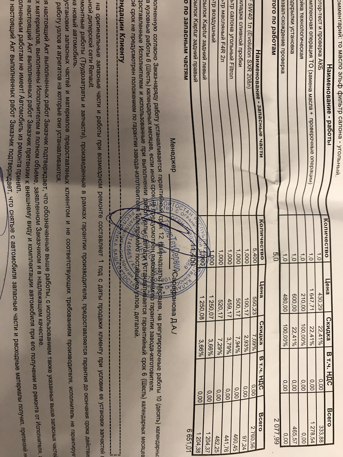 Прошёл ТО -1 в ТТС Рено М. Жукова Уфа — DRIVE2