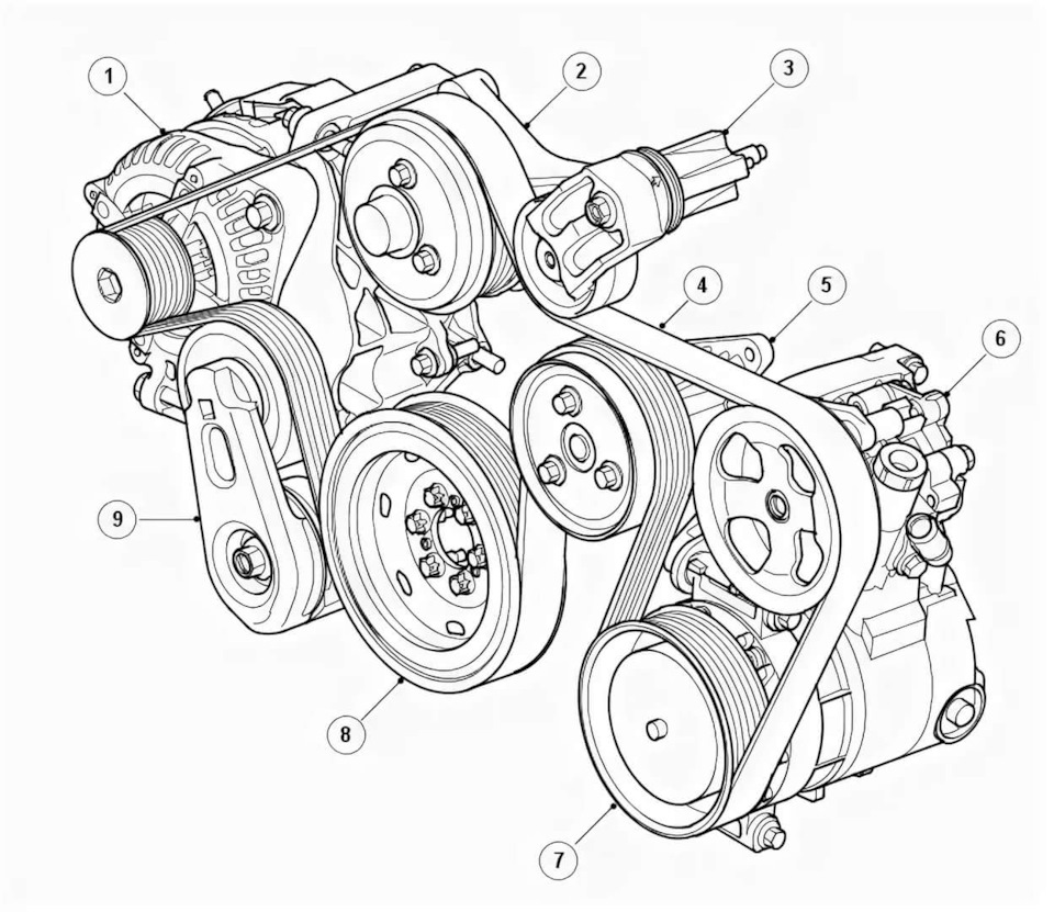 Ленд крузер 200 схема приводного ремня