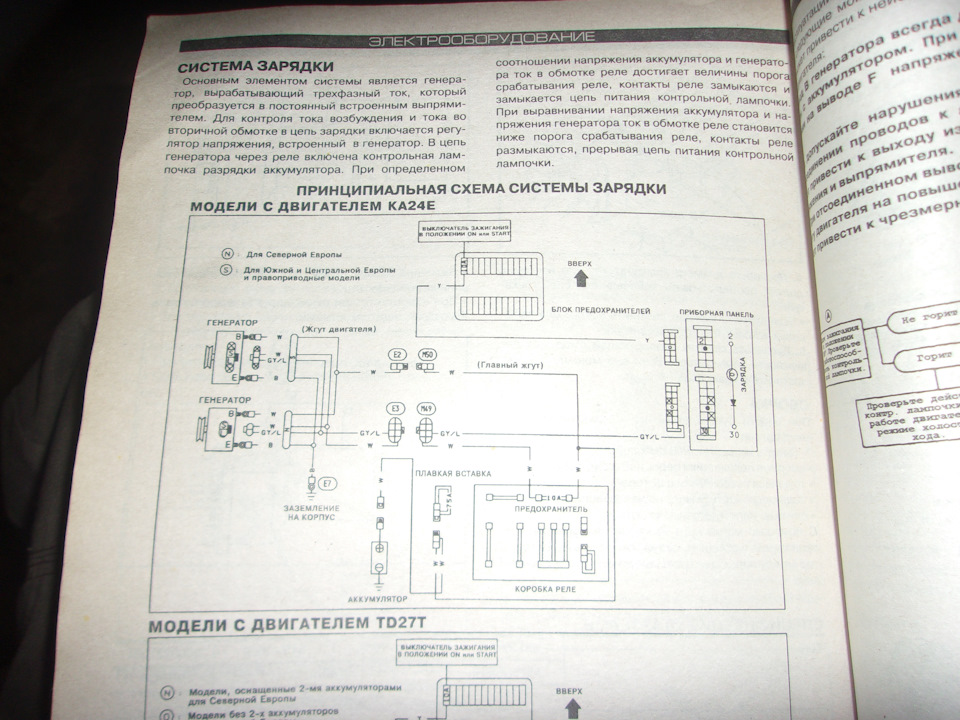 Схема подключения генератора ниссан террано тд27т