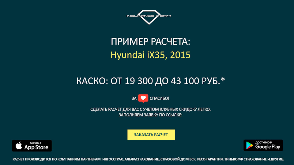 Hyundai iX35. Стоимость КАСКО. — Insurance Team на DRIVE2