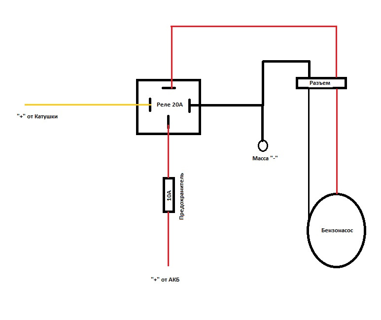 Схема подключения реле бензонасоса