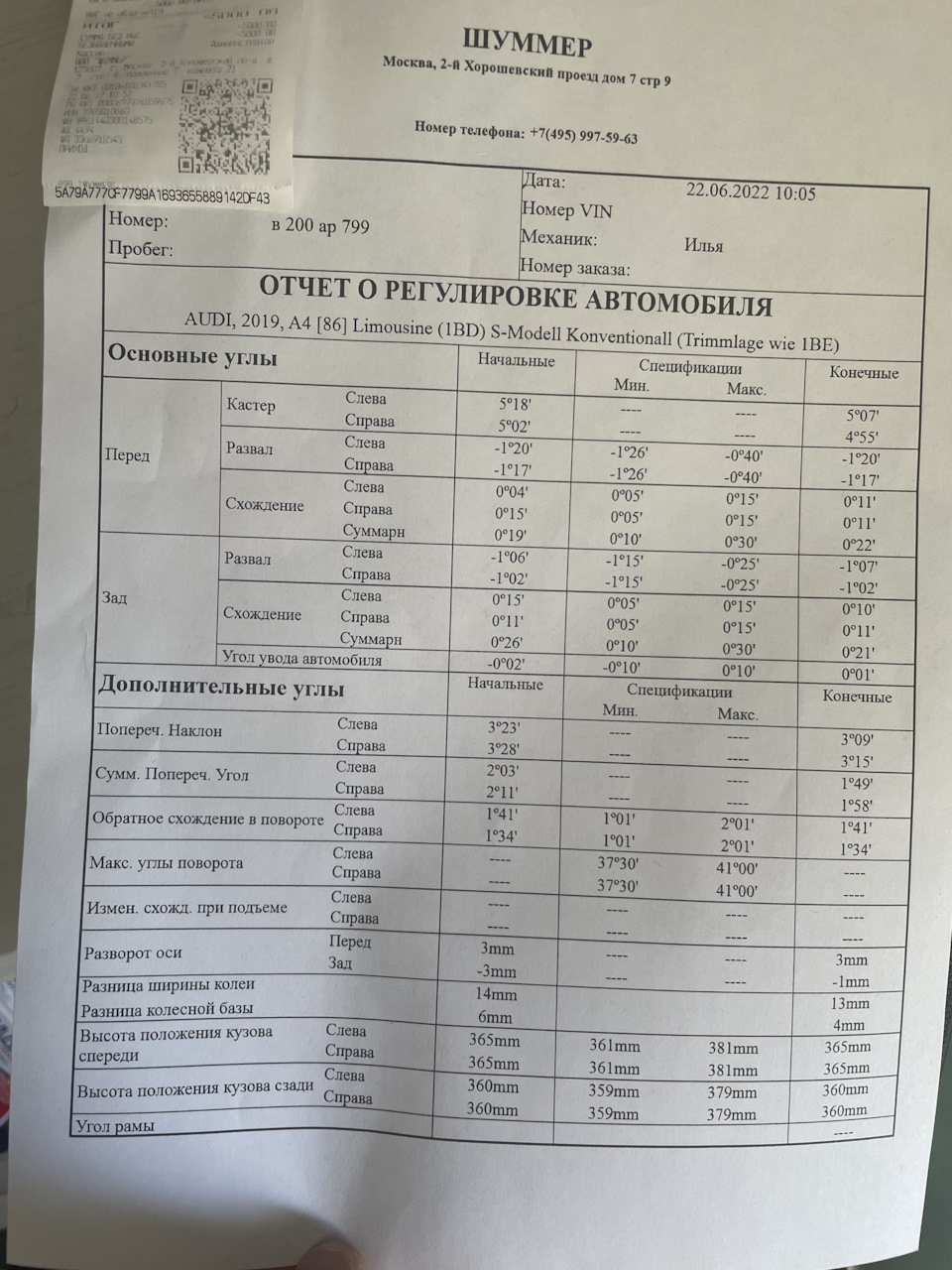 Ежегодная регулировка подвески — Audi A4 (B9), 2 л, 2019 года | визит ...