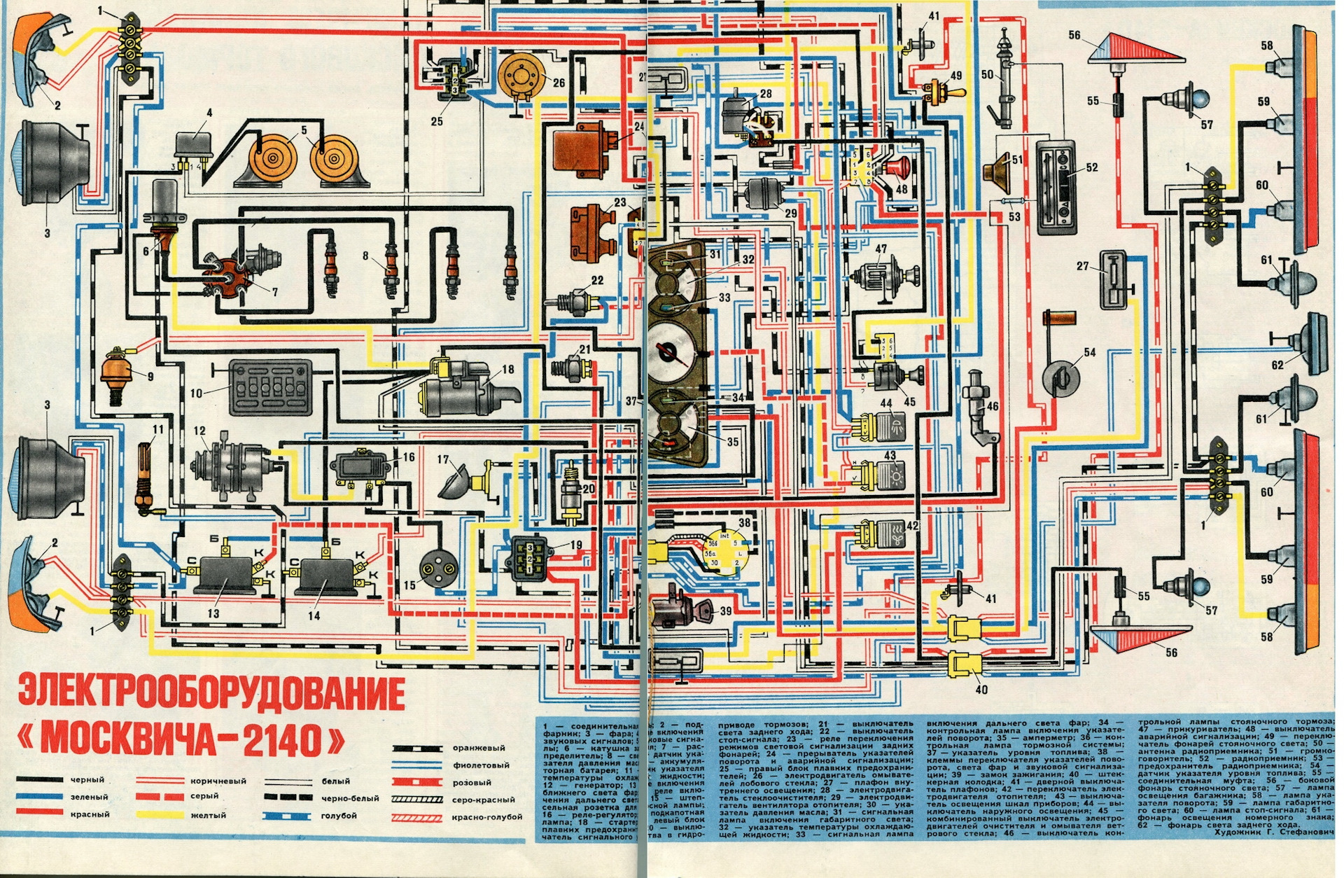 Схема электрооборудования москвич 2140