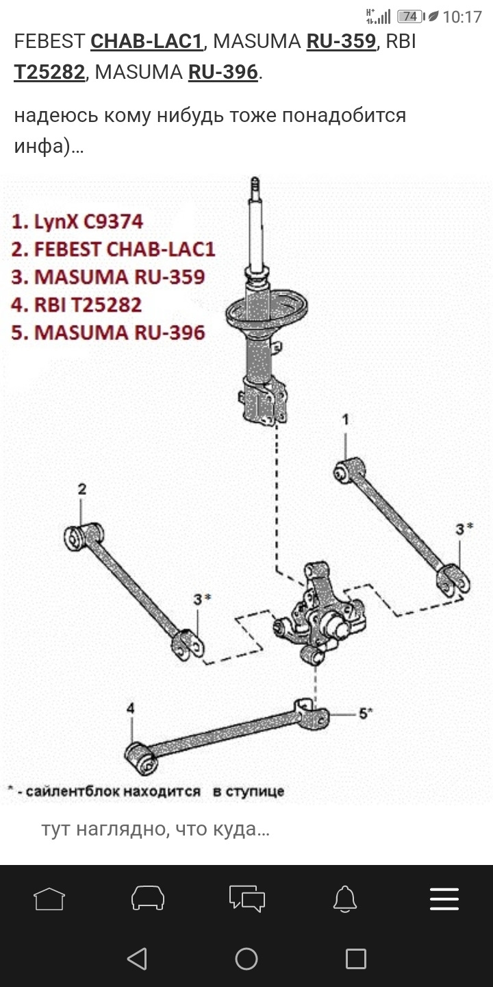 салейнблок задней цапфы(кулак) — Toyota Corolla (100), 1,6 л, 1997 года ...