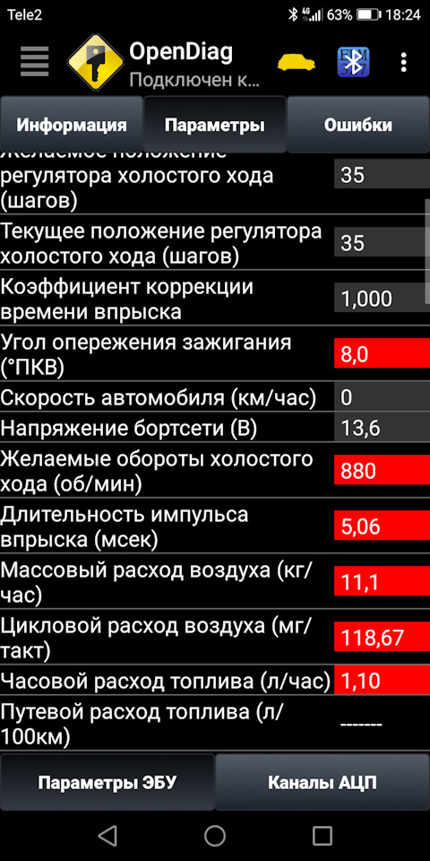 Импульс впрыска приора норма