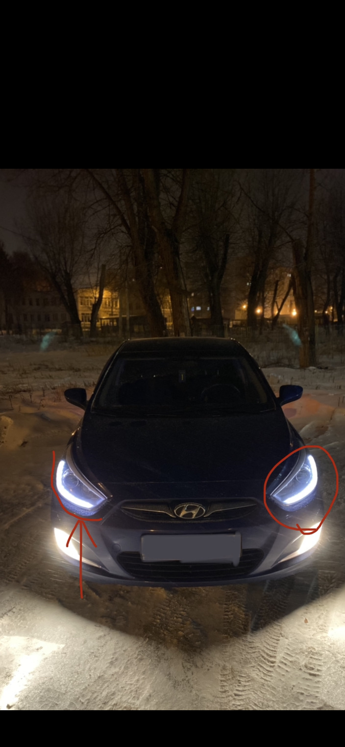 Фары солярис — Hyundai Solaris (1G), 1,6 л, 2014 года | тюнинг | DRIVE2