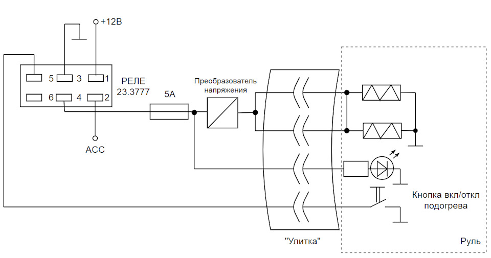 Схема подключения подогрева руля лада веста