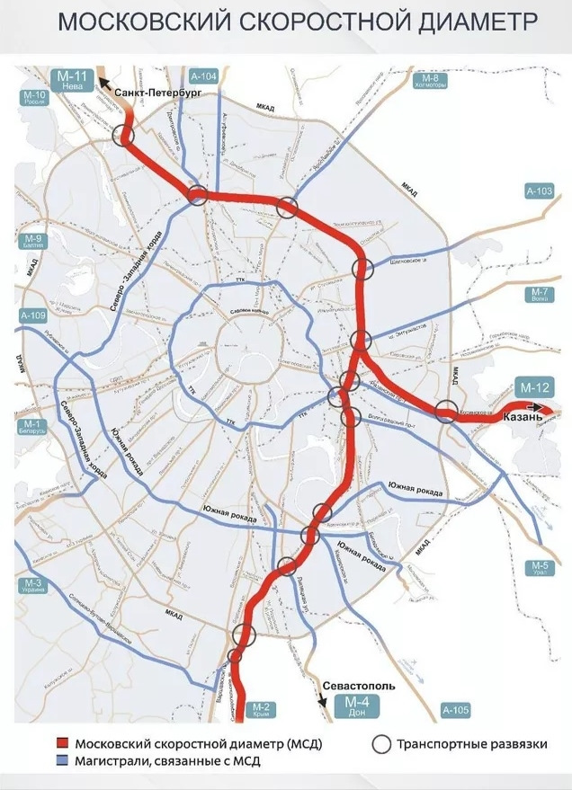 Московский скоростной диаметр схема на карте 2023