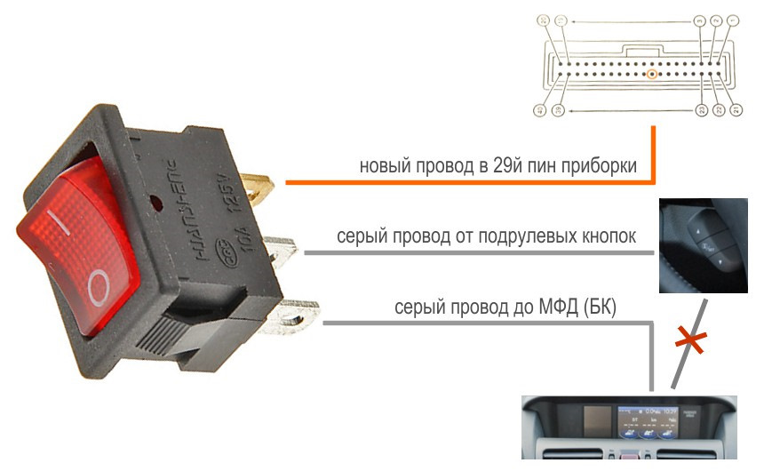 Схема подключения шестиконтактной кнопки