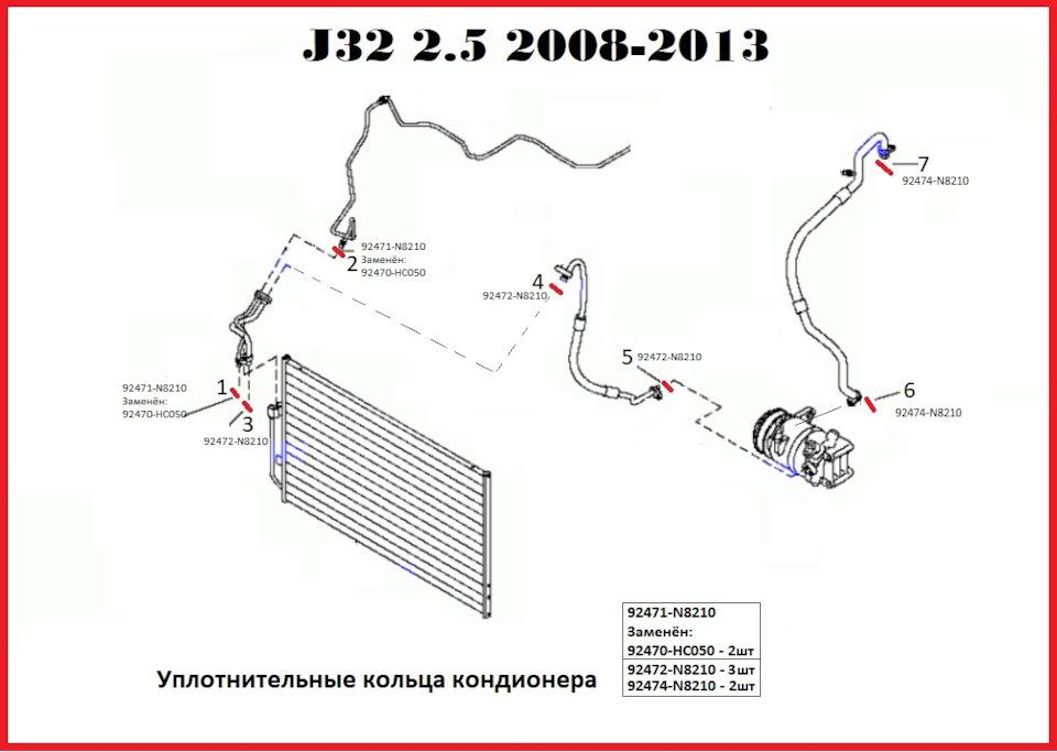 Уплотнитеные кольца кондиционера J32, в закладки! — Nissan Teana (J32 ...