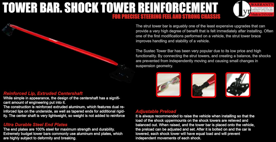 Памятка с оф.сайта tanabe, из интересного распорка затягивается на вывешенной подвеске. — Toyota Camry (XV20)