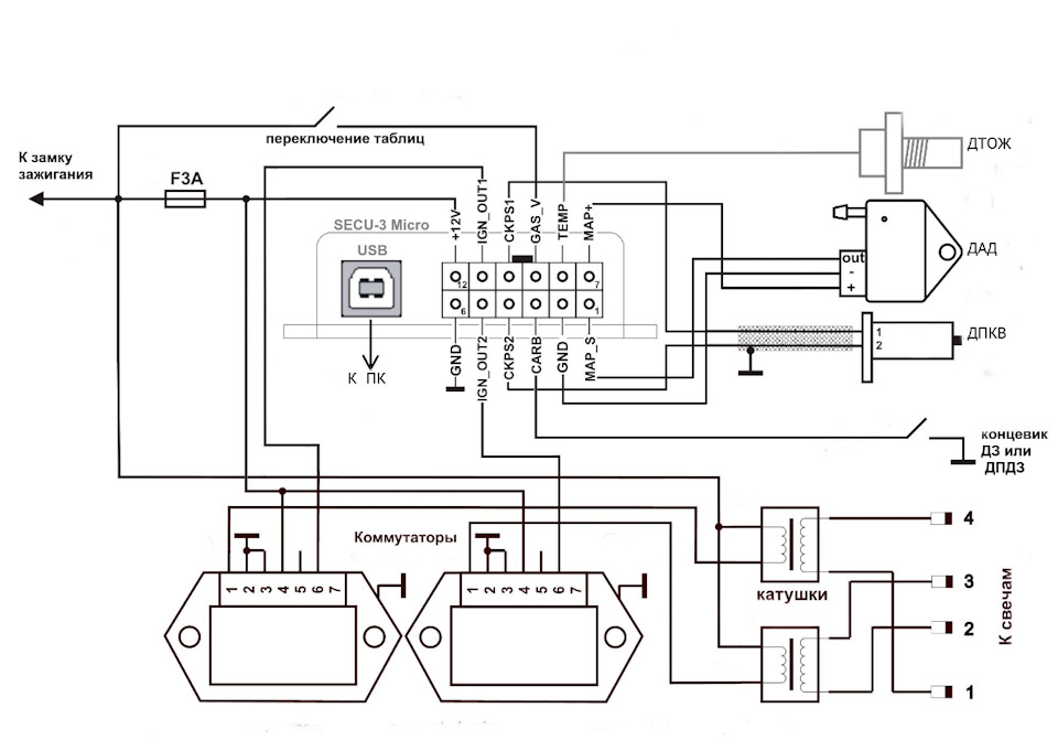 Микропроцессорная система зажигания схема