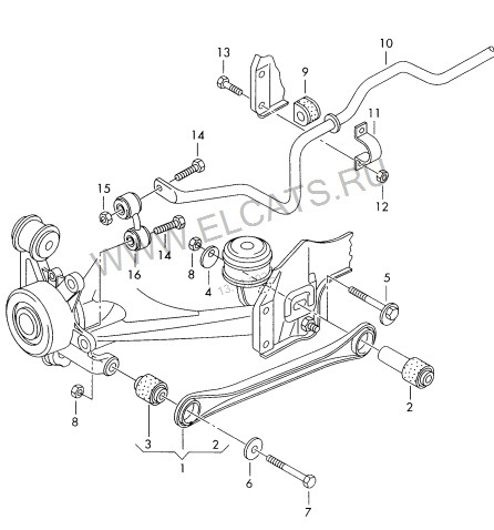 8E0501387B на схеме под №5 — Volkswagen Passat B5. Запчасти на фото: 8E0501387B