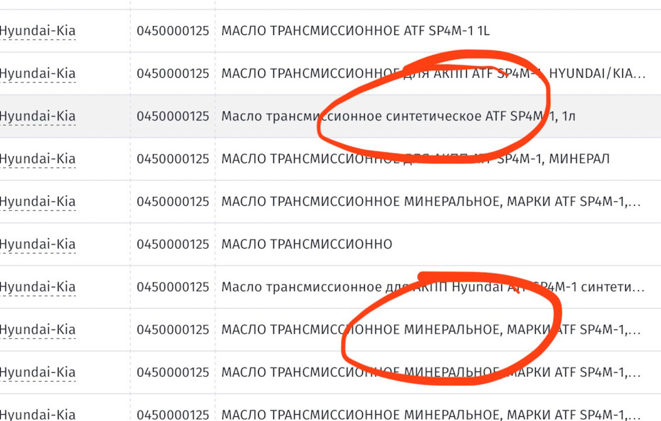 0450000125 Масло трансмиссионное atf sp4m-1 KIA HYUNDAI | Запчасти на ...