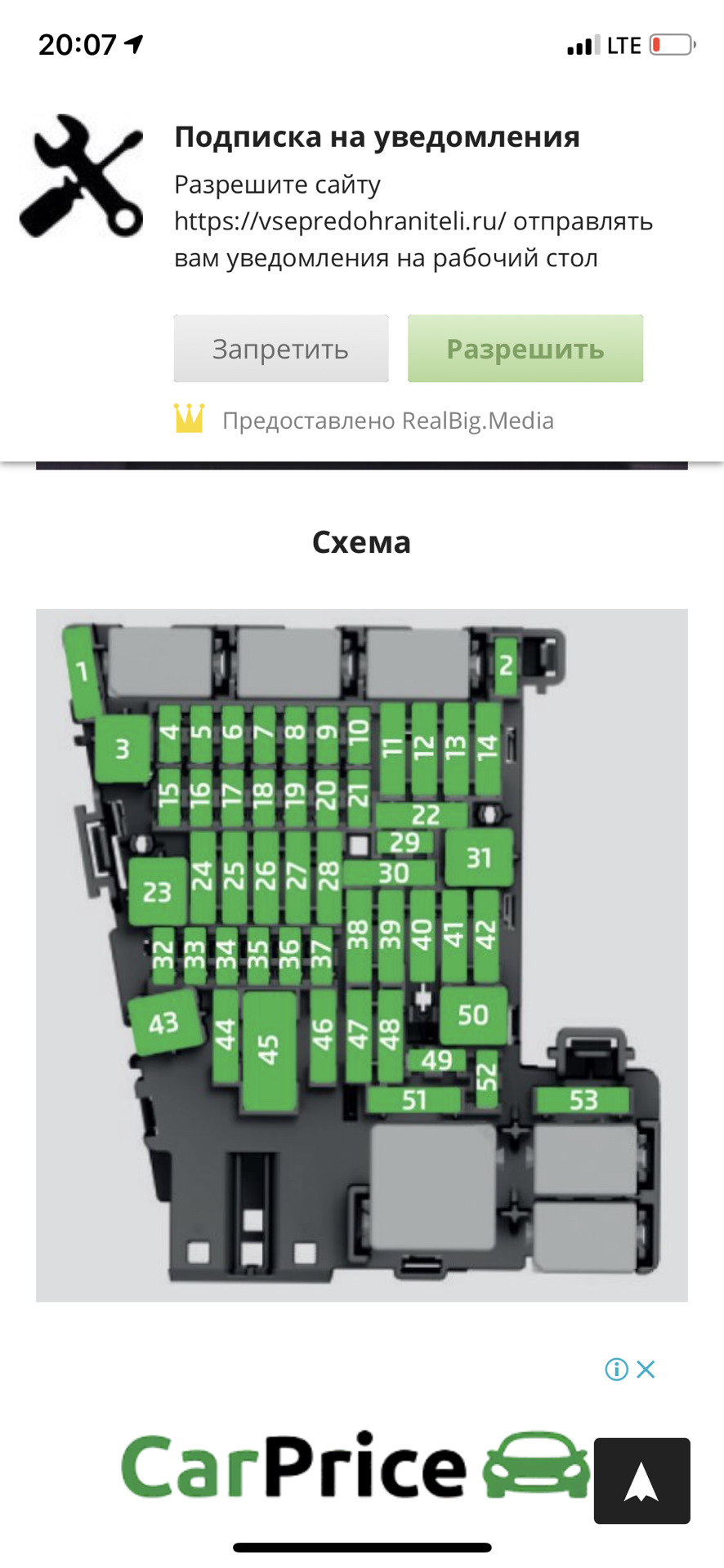 Схема предохранителей шкода кодиак