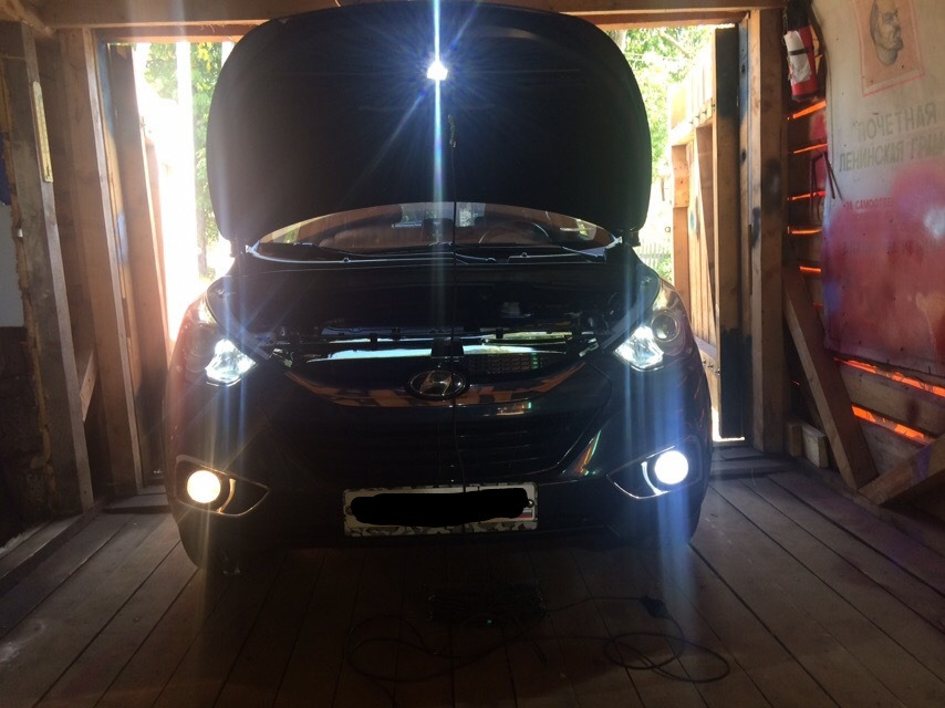 Лампы LED в противотуманные фары. — Hyundai ix35, 2 л, 2010 года ...