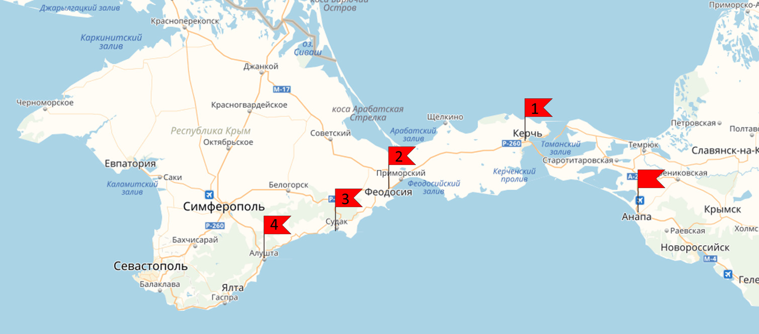 Крым карта с городами сочи