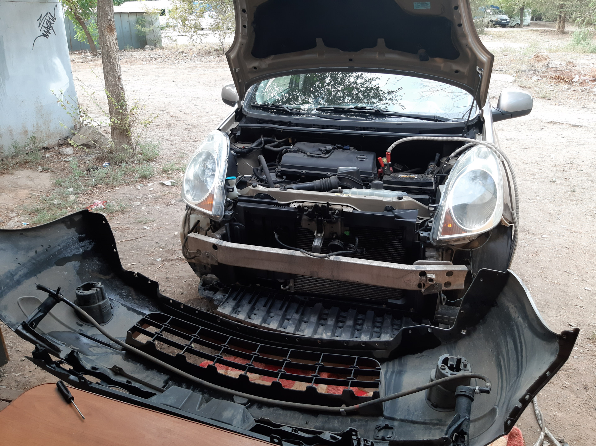 ПТФ+сетка в бампер+замена левого подкрылка+замена сигнала — Nissan Note ...