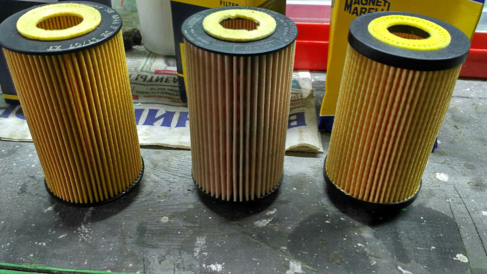 Визуальное сравнение масляных фильтров: Hengst, SCT, Magneti Marelli ...