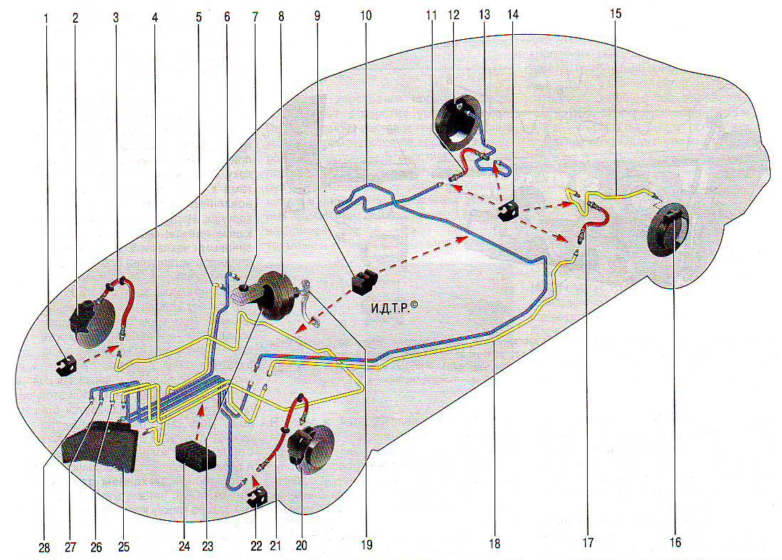 Тормозная система приоры схема. Тормозная система ВАЗ 1118 без АБС схема. Тормозная система Калина 1 с АБС. Тормозная система ВАЗ 1118 С АБС.