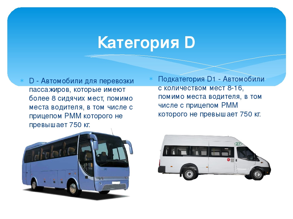 Транспорт в 10 раз. Автобус категории d. Категория д автомобили. Категория d. Категории автомобилей d1.