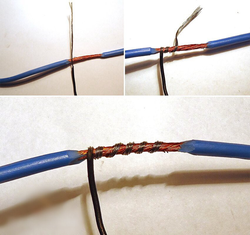 Способ удлинить. Соединение одножильного медного провода. Соединение проводов медных 4 мм2. Соединить 2 провода скруткой многожильный. Скрутка медных проводов 2.5.