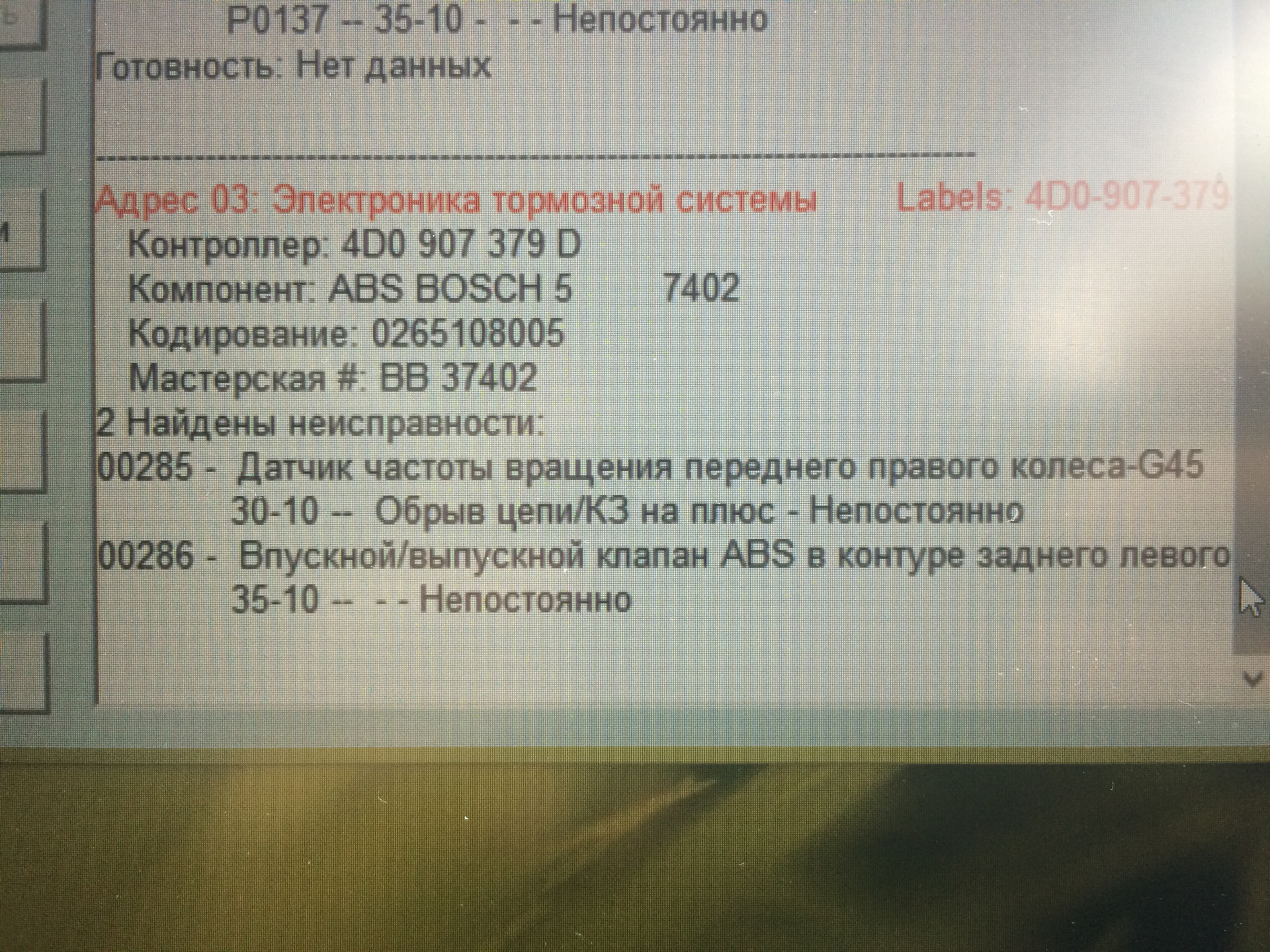 Ошибка абс 34